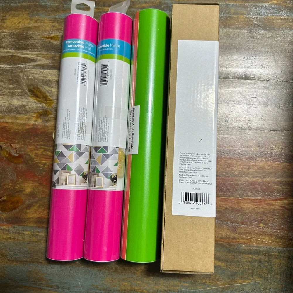 Cricut Premium Removable Matte Vinyl Bundle Fuchsia Teal Green Orange 4 Rolls